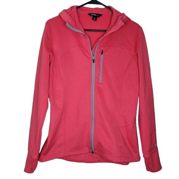 GSX Sweatshirt Full Zip Hooded Pink Thumb Holes Back Pocket Womens Medium - Picture 1 of 11